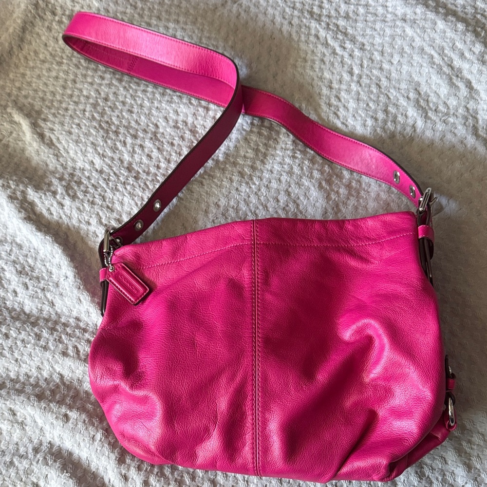 Pink coach Leather Shoulder Bag